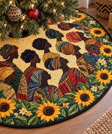 African Heritage Premium Holiday Tree Skirt — Handcrafted Afrocentric Christmas Skirt, Custom Sizes, Family Heirloom Décor Gift