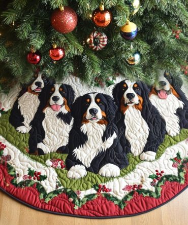 Adventure-Inspired Alpine Holiday Tree Skirt — Custom Quilted Round Mat, Durable Festive Base, Gift-Ready Packaging