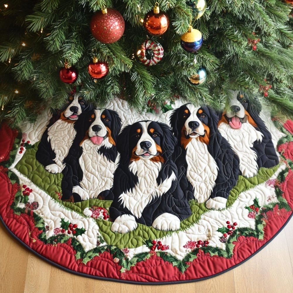 Adventure-Inspired Alpine Holiday Tree Skirt — Custom Quilted Round Mat, Durable Festive Base, Gift-Ready Packaging