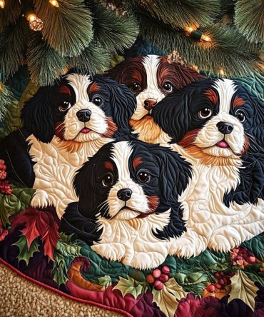 Alpine Dreamer Handcrafted Christmas Tree Skirt - Dreamy Mountain Holiday Tree Base Cover, Soft Plush, Custom Fit & Giftable