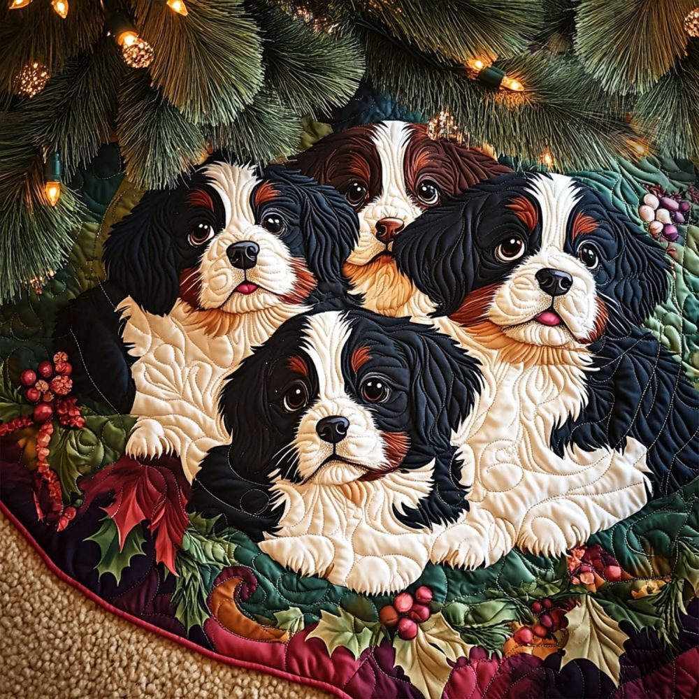 Alpine Dreamer Handcrafted Christmas Tree Skirt - Dreamy Mountain Holiday Tree Base Cover, Soft Plush, Custom Fit & Giftable