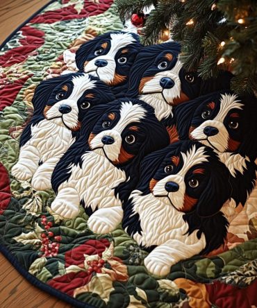 Alpine Haven Handcrafted Christmas Tree Skirt - Cozy Cabin Holiday Tree Base, Rustic Alpine Decor, Custom Sizing Available