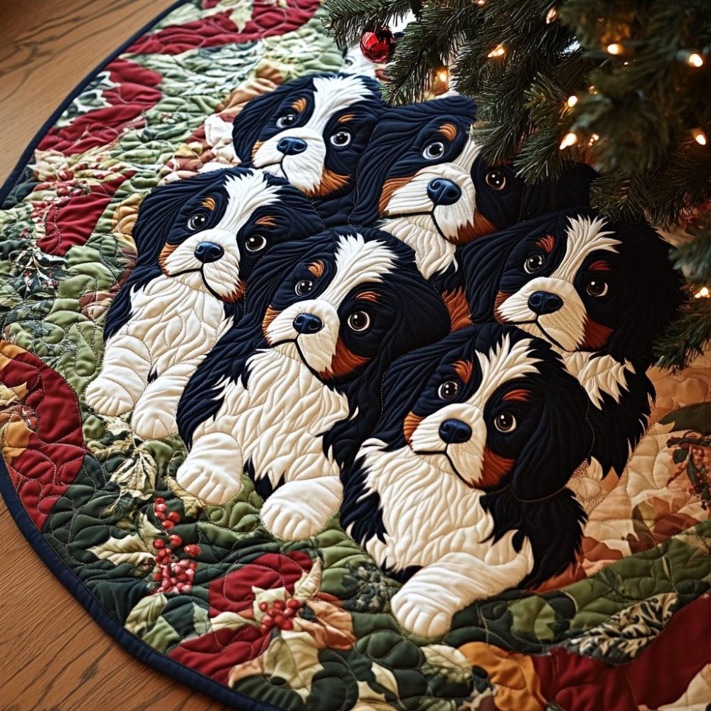Alpine Haven Handcrafted Christmas Tree Skirt - Cozy Cabin Holiday Tree Base, Rustic Alpine Decor, Custom Sizing Available