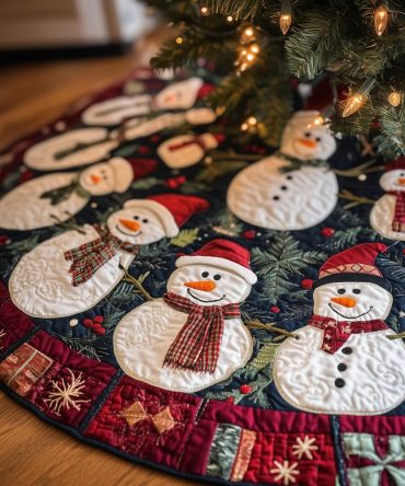 Alpine Joy 1351 Handcrafted Christmas Tree Skirt - Joyful Mountain Holiday Tree Base, Premium Quality, Custom Size Options