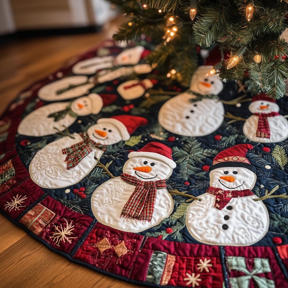 Alpine Joy 1351 Handcrafted Christmas Tree Skirt - Joyful Mountain Holiday Tree Base, Premium Quality, Custom Size Options
