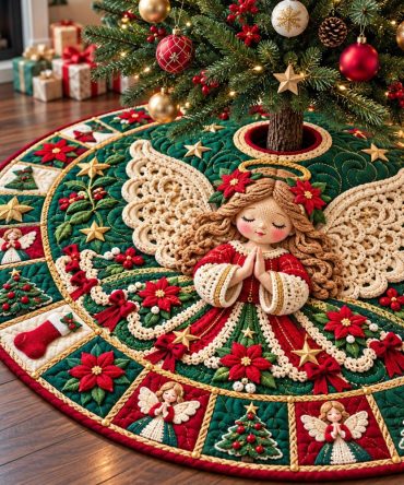 Sacred Angel Wings Tree Skirt - Premium Custom Christmas Tree Skirt With Gold Accents For Elegant Holidays