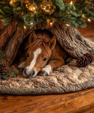 Charming Animal Den Christmas Tree Skirt — Custom Handmade Woodland Critter Holiday Mat, Sizes & Personalization Offered
