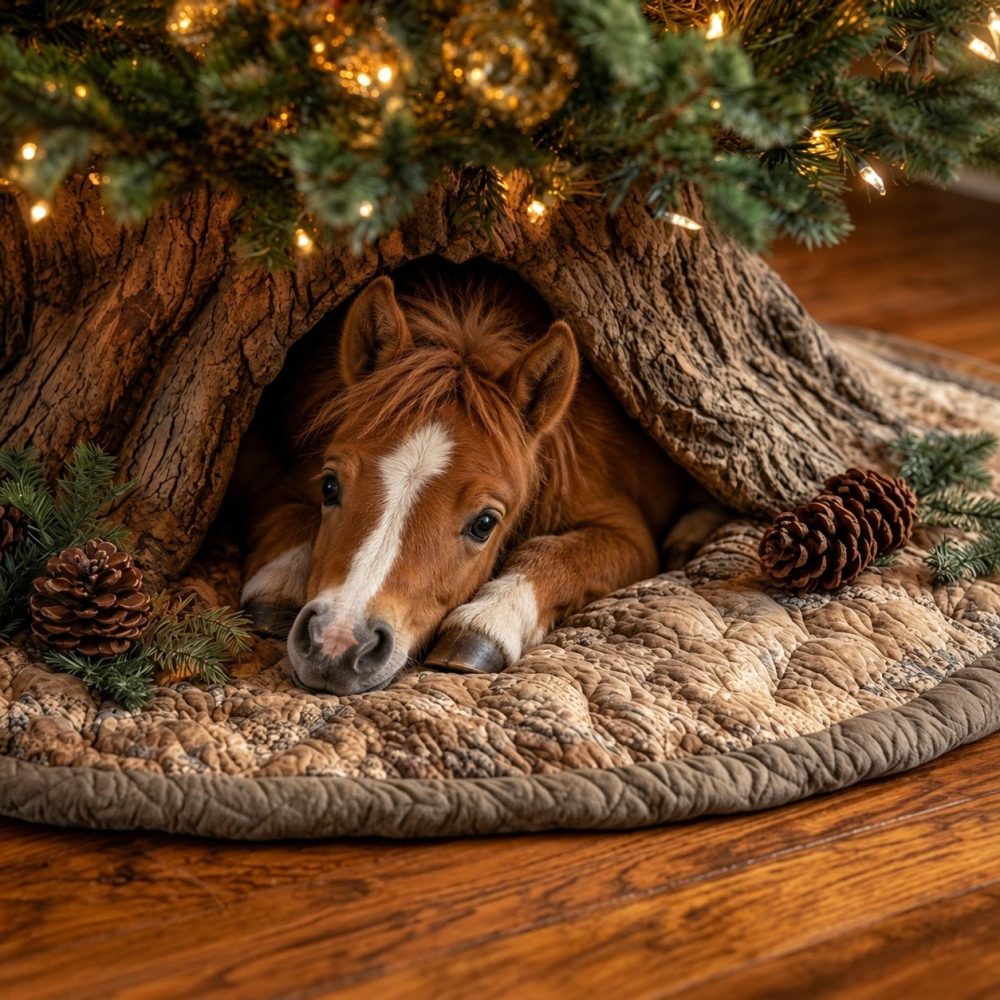 Charming Animal Den Christmas Tree Skirt — Custom Handmade Woodland Critter Holiday Mat, Sizes & Personalization Offered