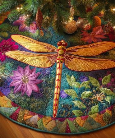Aqua Bloom Flight Holiday Tree Skirt — Made-To-Order Floral & Bird Christmas Skirt In Aqua, Elegant Seasonal Base Cover