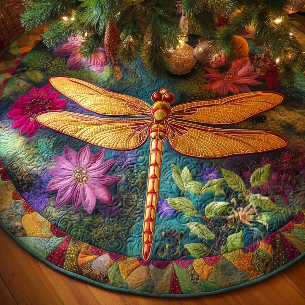 Aqua Bloom Flight Holiday Tree Skirt — Made-To-Order Floral & Bird Christmas Skirt In Aqua, Elegant Seasonal Base Cover