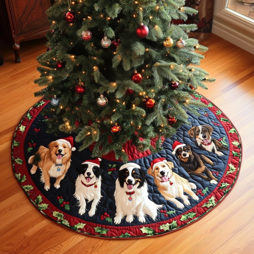 Charming Australian Shepherd Christmas Tree Skirt — Made-To-Order Holiday Skirt With Festive Charm, Tailored Fit For Your Tree