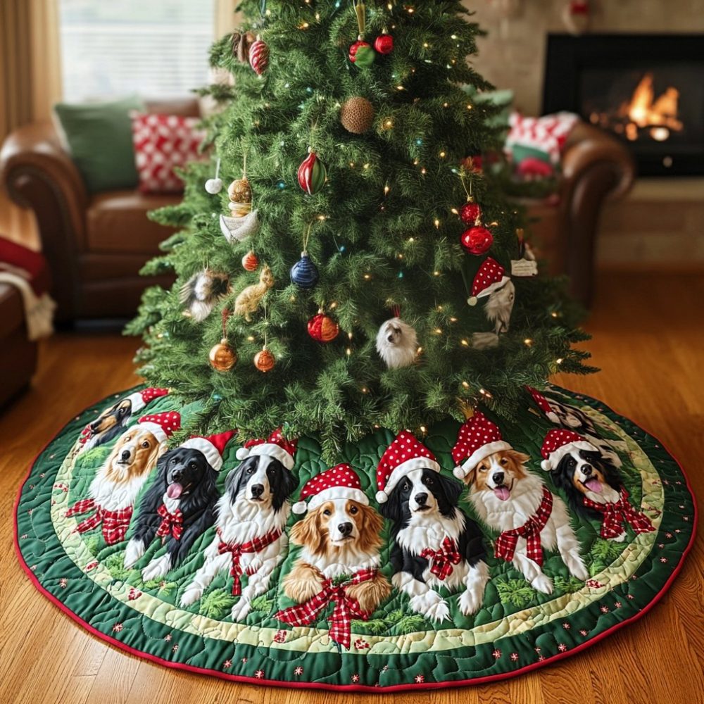 Premium Australian Shepherd Christmas Joy Tree Skirt — Custom-Made Holiday Tree Skirt, Soft Fabric, Personalized Options Available
