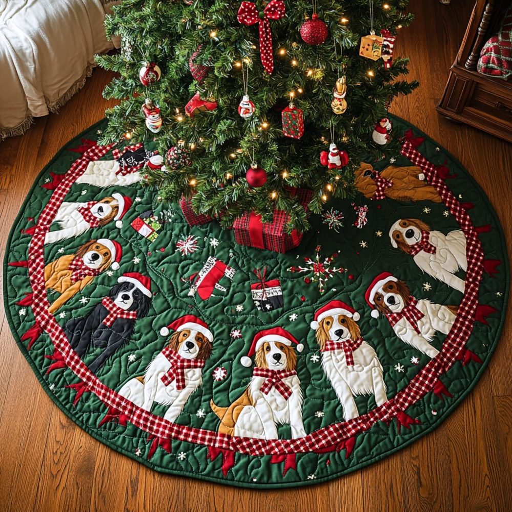 Exclusive Australian Shepherd Holiday Joy Tree Skirt — Made-To-Order Festive Christmas Skirt With Durable Stitching, Custom Sizes