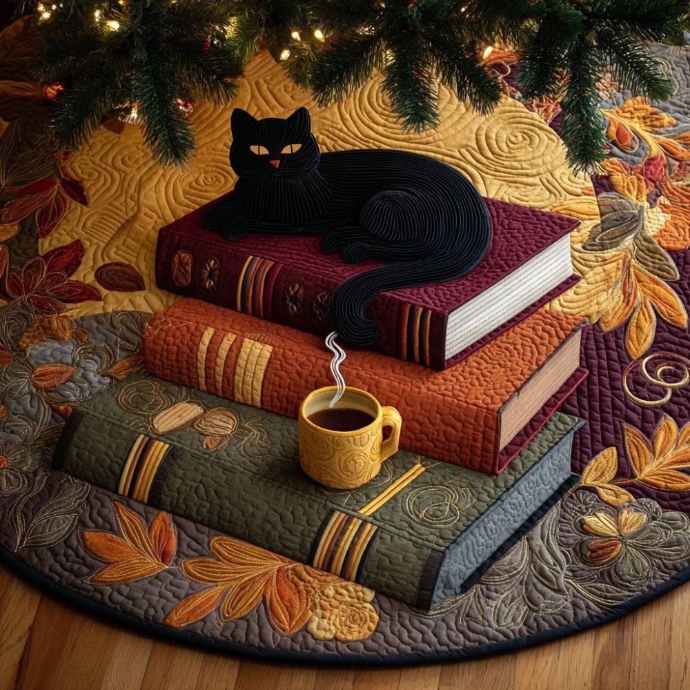Autumn Reader Tree Skirt — Cozy Bookish Fall Tree Skirt, Made-To-Order Plush Holiday Base For Bibliophile Home Décor & Seasonal Gifting
