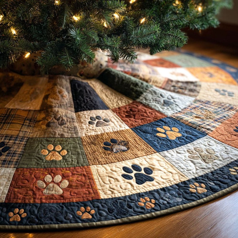 Autumn Tracks Fall Tree Skirt — Seasonal Harvest Design In Plush Fabric, Custom-Made Tree Skirt For Cozy Autumn & Thanksgiving Décor