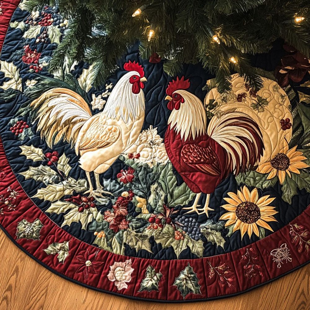 Barnyard Bliss Christmas Tree Skirt — Rustic Farmhouse Holiday Skirt With Barnyard Animals, Made-To-Order Plush Décor For Country Homes