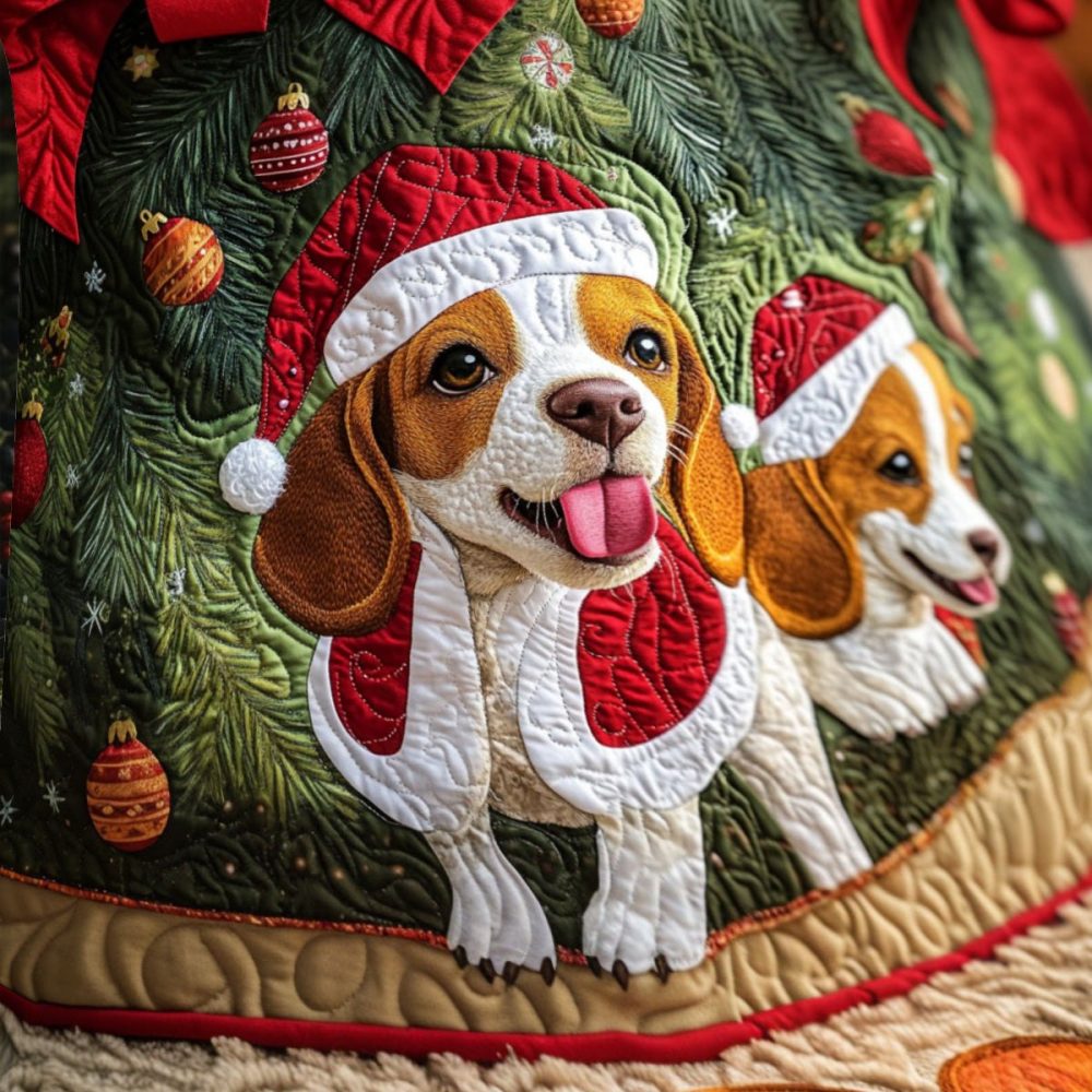 Beagle Bliss Holiday Tree Skirt — Made-To-Order Plush Dog Tree Skirt, Elegant Festive Base For Christmas Trees & Perfect Present For Beagle Owners