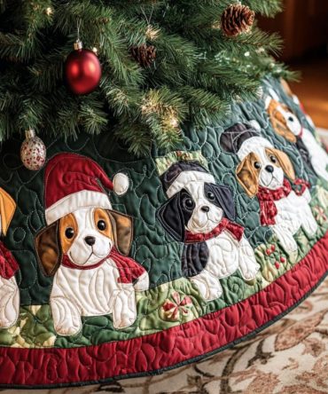 Handmade Beagle Forest Friends Christmas Tree Skirt, Custom Plush Holiday Dog Decor — Perfect Gift For Beagle Lovers & Cozy Homes