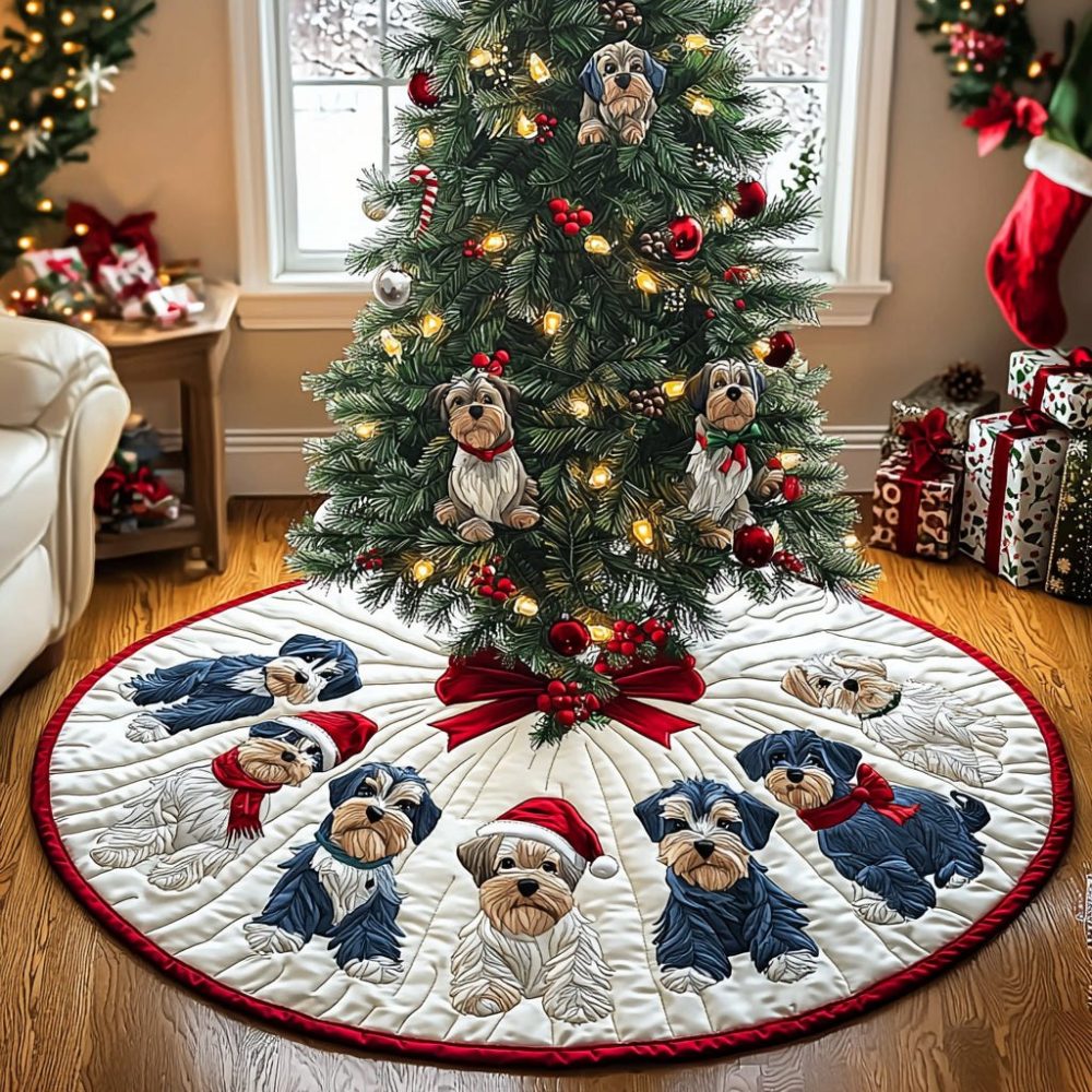 Bearded Christmas Joy Custom Tree Skirt - Handcrafted Holiday Skirt With Festive Beard Motif, Made-To-Order, Premium Materials