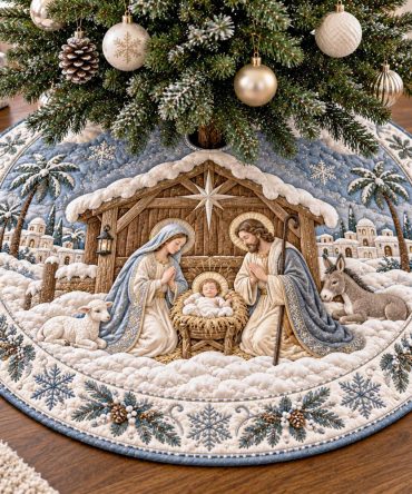 Bethlehem Star Premium Tree Skirt — Golden Star Nativity Accent, Luxurious Velvet, Custom Sizing & Monogram Options For Holidays