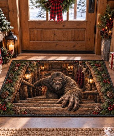 Bigfoot Cabin Steps Doormat - Rustic Coir Outdoor Mat, Heavy-Duty, Non-Slip, Waterproof, Perfect For Cabin & Entryway