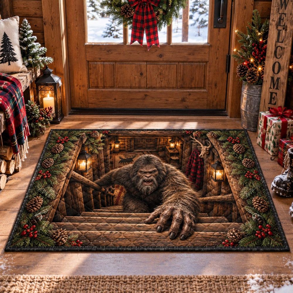 Bigfoot Cabin Steps Doormat - Rustic Coir Outdoor Mat, Heavy-Duty, Non-Slip, Waterproof, Perfect For Cabin & Entryway