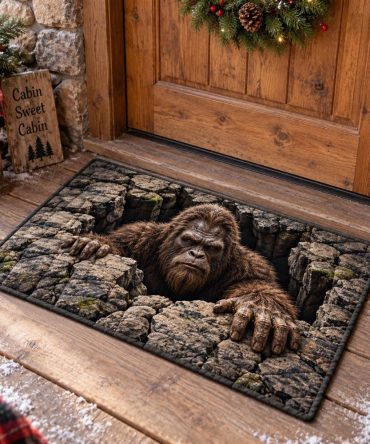 Bigfoot Doorstep Surprise Welcome Mat - Humorous Sasquatch Coir Doormat, Outdoor Non-Slip, Stain-Resistant, Durable Entry Rug