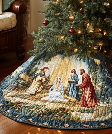 Blessed Joy Festive Tree Skirt - Handmade Christmas Tree Skirt, Joyful Motifs, Custom Personalization & Premium Finish