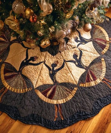 Blooming Soul Floral Holiday Tree Skirt - Handmade Christmas Tree Skirt, Artistic Floral Print, Custom Sizes & Monograms