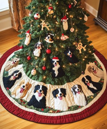 Border Collie Bliss Holiday Tree Skirt — Cozy Handmade Christmas Skirt For Dog Lovers, Customizable Design & Gift-Ready Packaging
