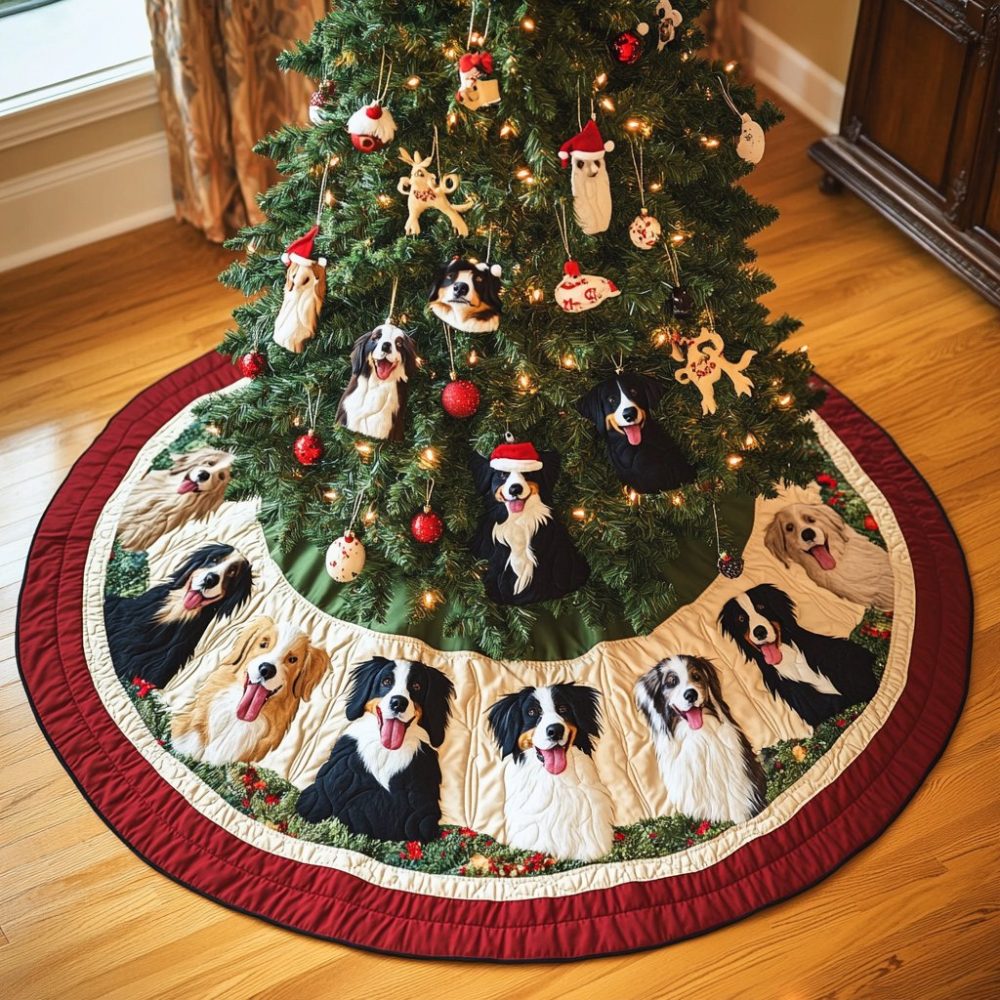 Border Collie Bliss Holiday Tree Skirt — Cozy Handmade Christmas Skirt For Dog Lovers, Customizable Design & Gift-Ready Packaging