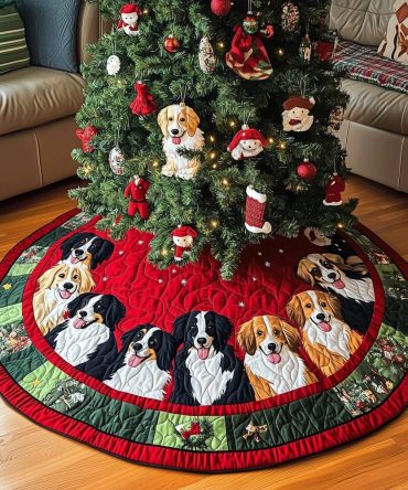Custom Border Collie Holiday Tree Skirt — Festive Handmade Christmas Skirt For Pet Lovers, Personalized Name Option & Gift Wrap