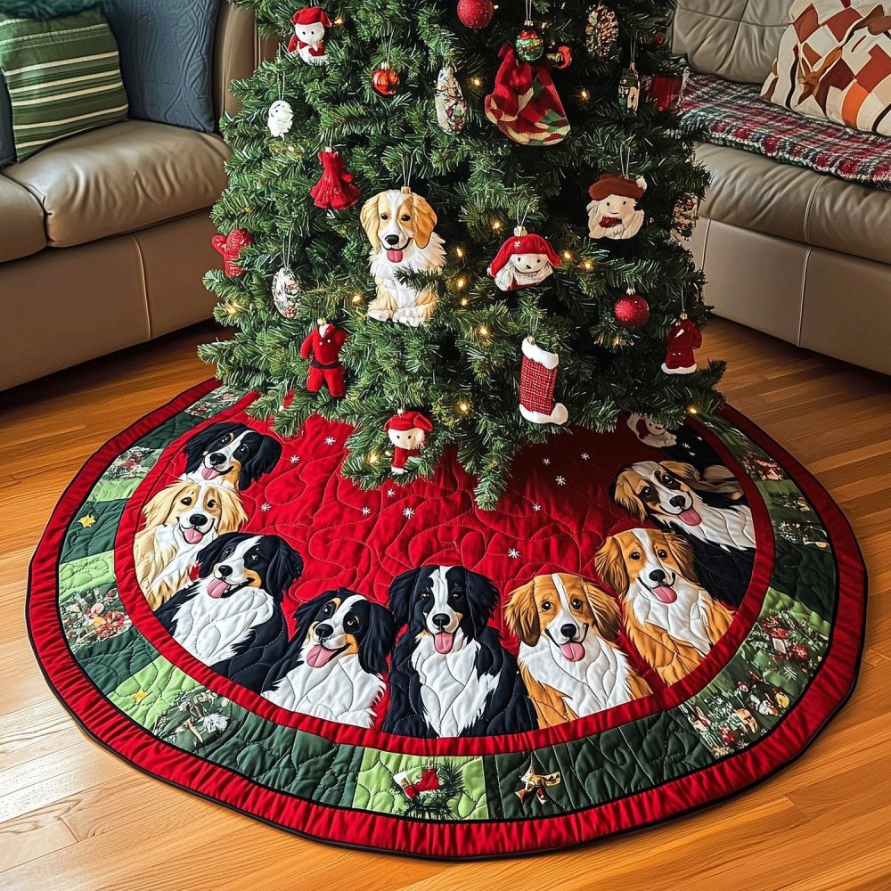 Custom Border Collie Holiday Tree Skirt — Festive Handmade Christmas Skirt For Pet Lovers, Personalized Name Option & Gift Wrap