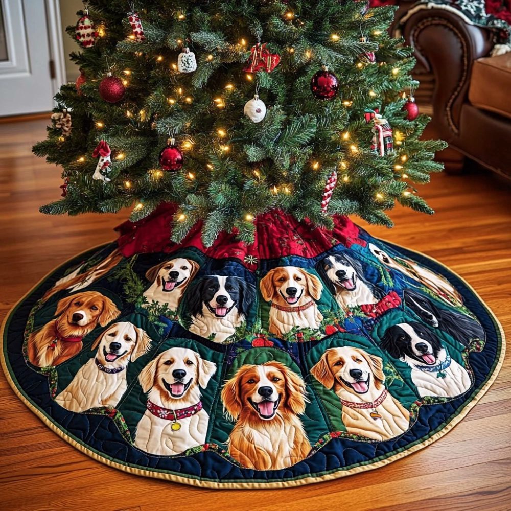 Border Collie Joy Holiday Tree Skirt — Custom Handmade Christmas Skirt For Dog Owners, Soft Fabric, Made-To-Order With Fast Delivery