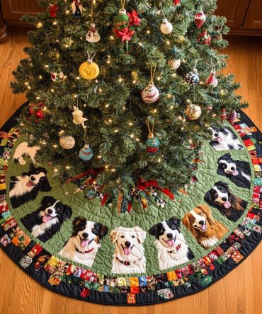 Festive Border Collie Magic Tree Skirt — Custom Holiday Tree Skirt, Handmade Christmas Decor For Dog Lovers, Gift Option