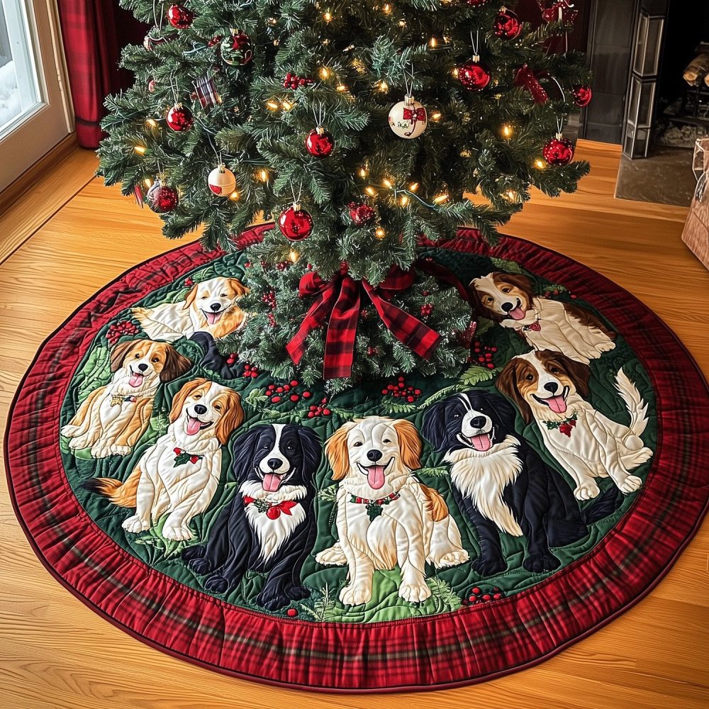 Handmade Border Collie Yuletide Tree Skirt — Custom Christmas Tree Collar For Dog Lovers, Personalized Sizes & Fast Shipping