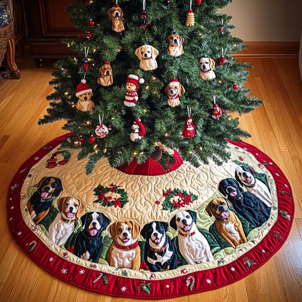 Boxer Christmas Delight Custom Tree Skirt: Handmade Pet-Themed Holiday Cover, Personalized Options, Premium Festive Décor