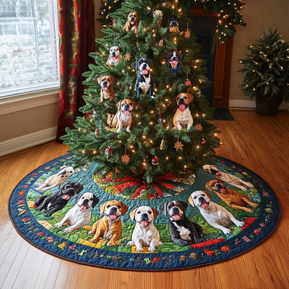 Personalized Boxer Holiday Magic Tree Skirt: Custom Crafted Christmas Tree Cover, Premium Soft Fabric, Made-To-Order Keepsake