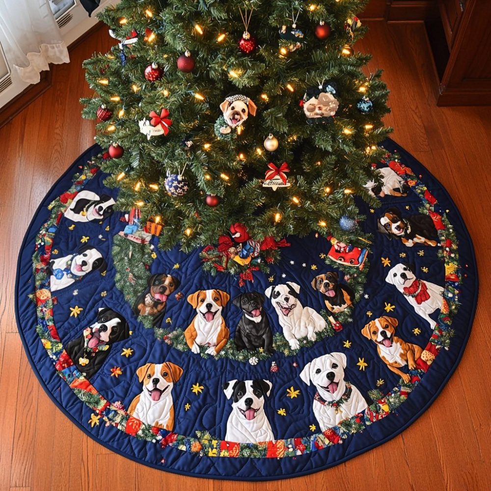 Custom Boxer Dog Christmas Tree Skirt: Handcrafted Festive Charm Tree Cover, Personalized Made-To-Order Gift For Pet Lovers