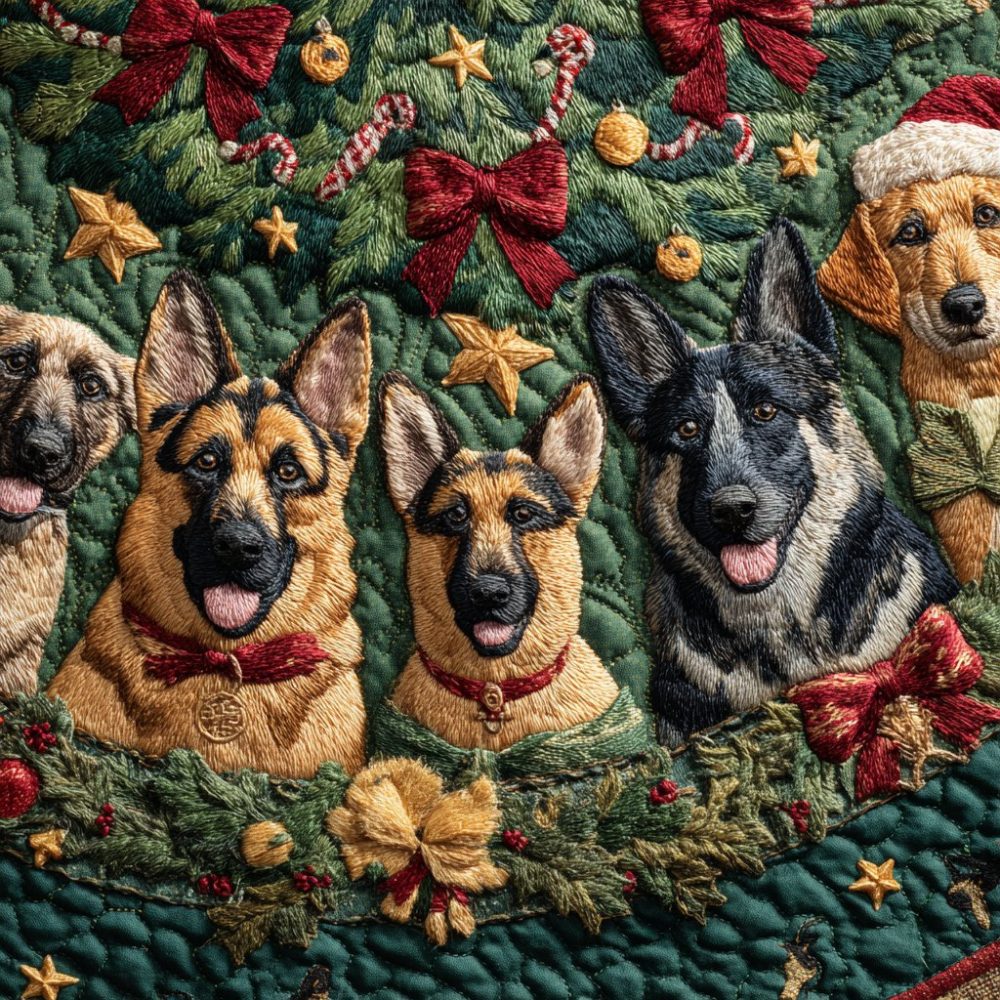 Brave German Shepherd Christmas Tree Skirt — Personalized Gsd Holiday Skirt, Premium Plush Custom Décor Handcrafted For Dog Lovers