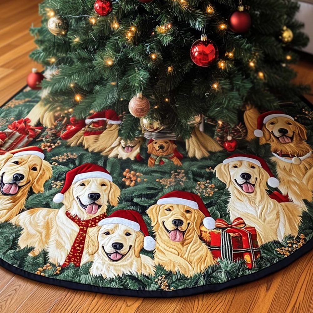 Bright Tail Dog Christmas Tree Skirt — Cheerful Custom Holiday Skirt With Dog Motif, Personalized Options, Handcrafted To Order