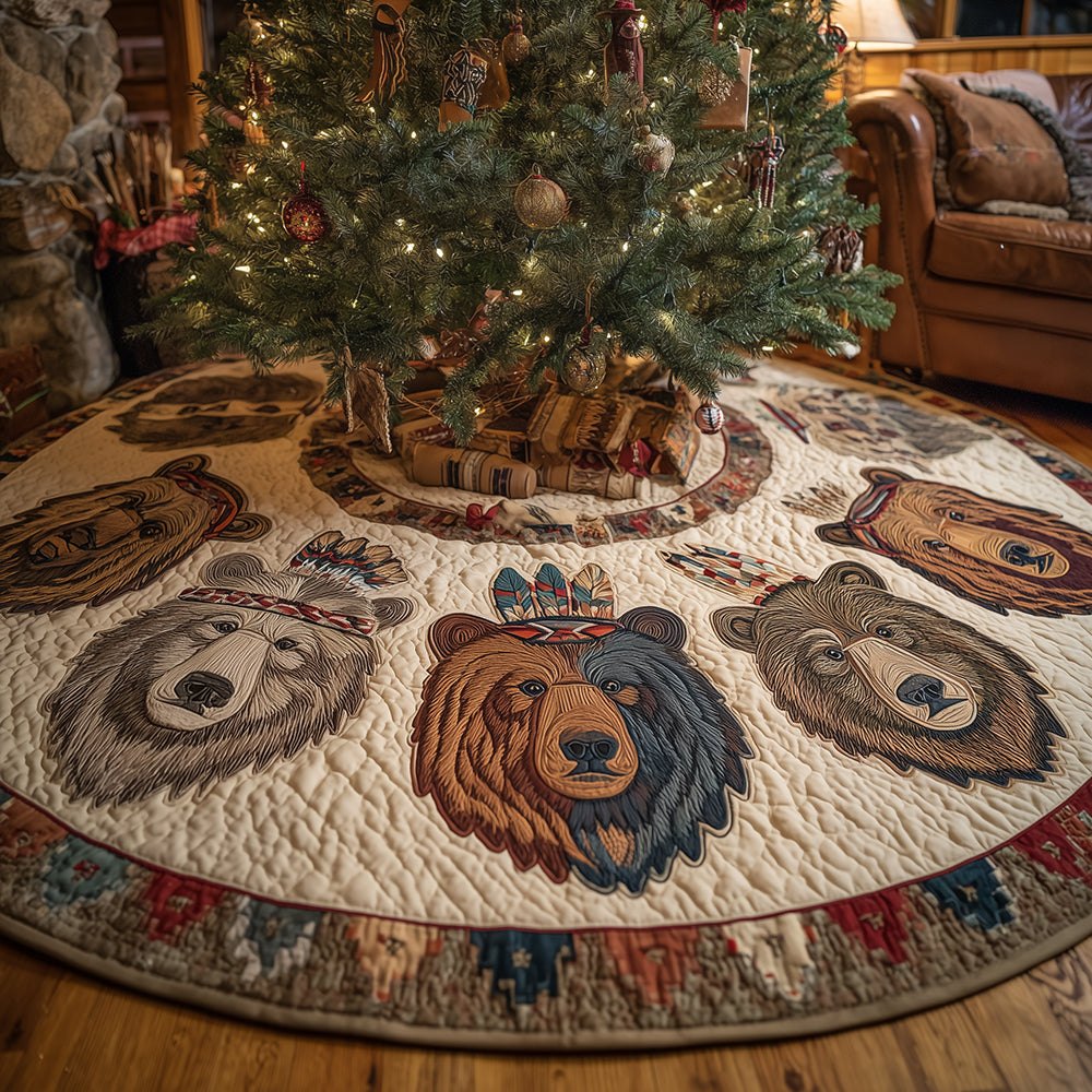 Call Of The Ancients Vintage-Style Christmas Tree Skirt - Custom Holiday Tree Skirt With Mythic Forest Motif And Quilted Backing