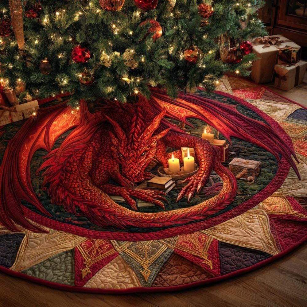 Warm Candlelight Holiday Tree Skirt — Custom Handmade Ivory Velvet With Gold Accents For Festive Trees