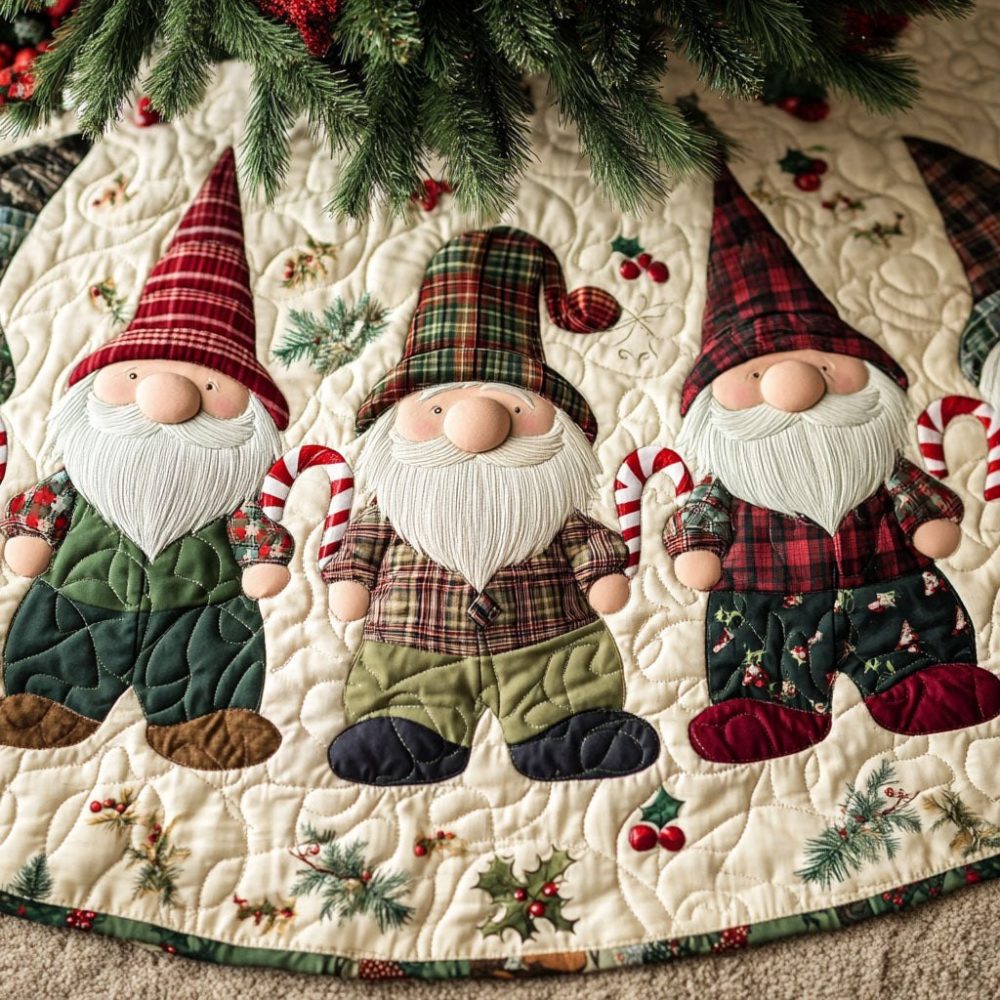 Candy Cane Companions Tree Skirt — Holiday Pet & Family Friendly Quilted Skirt, Handmade Red & White Christmas Decor, Custom Sizes