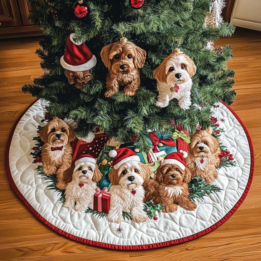 Cavapoo Joy Personalized Tree Skirt — Made-To-Order Festive Dog Skirt, Plush Fabric, Custom Christmas Decor For Cavapoo Owners