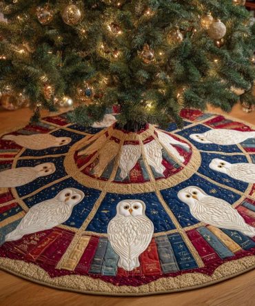 Celestial Watchers Holiday Tree Skirt — Made-To-Order Starry Night Christmas Skirt, Mystical Celestial Motif For Elegant Seasonal Decor