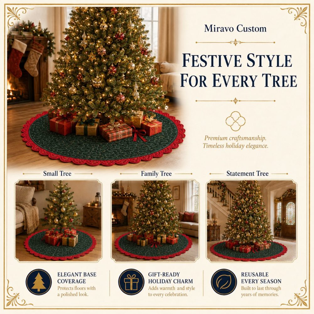 Handcrafted Fox Woodland Christmas Tree Skirt — Custom-Made Tree Skirt Featuring Curled Fox In Tree Hollow For Cozy Holiday Decor - Image 7