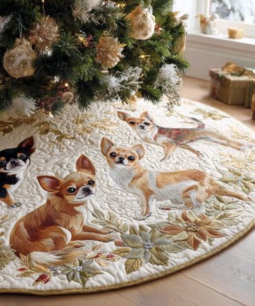 Chihuahua Blessing Christmas Tree Skirt - Heartfelt Pet Holiday Decor, Personalized Name Option, Handmade Quality, Custom Made To Order