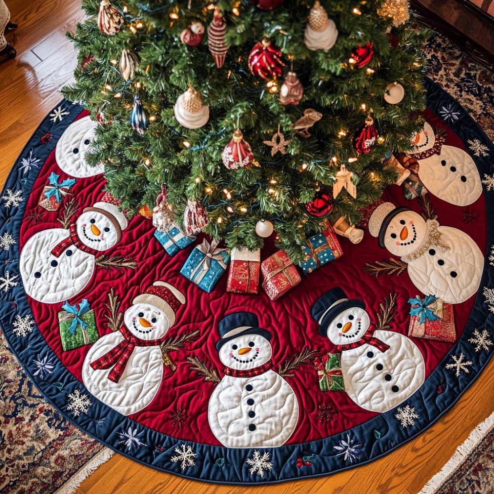 Chilly Charm Christmas Tree Skirt - Elegant Frost-Inspired Holiday Skirt, Custom Handmade Seasonal Decor, Made To Order
