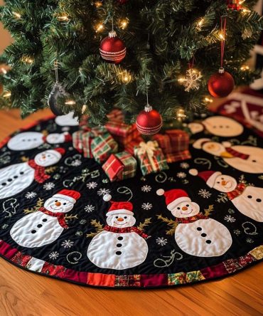 Festive Chilly Cheer Tree Skirt - Cozy Winter Christmas Skirt, Handmade Custom Holiday Decor, Perfect Gift, Made To Order
